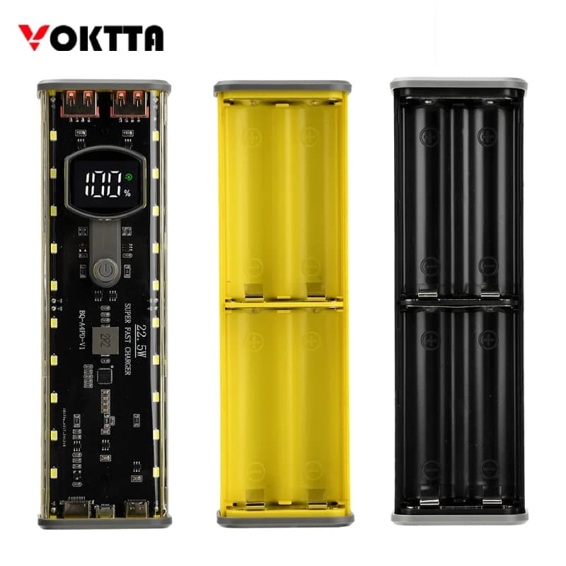 No Welding 21700 Mini UPS Battery Box with PD Quick Charging Portable Power Bank Transparent Battery Case Mecha DIY