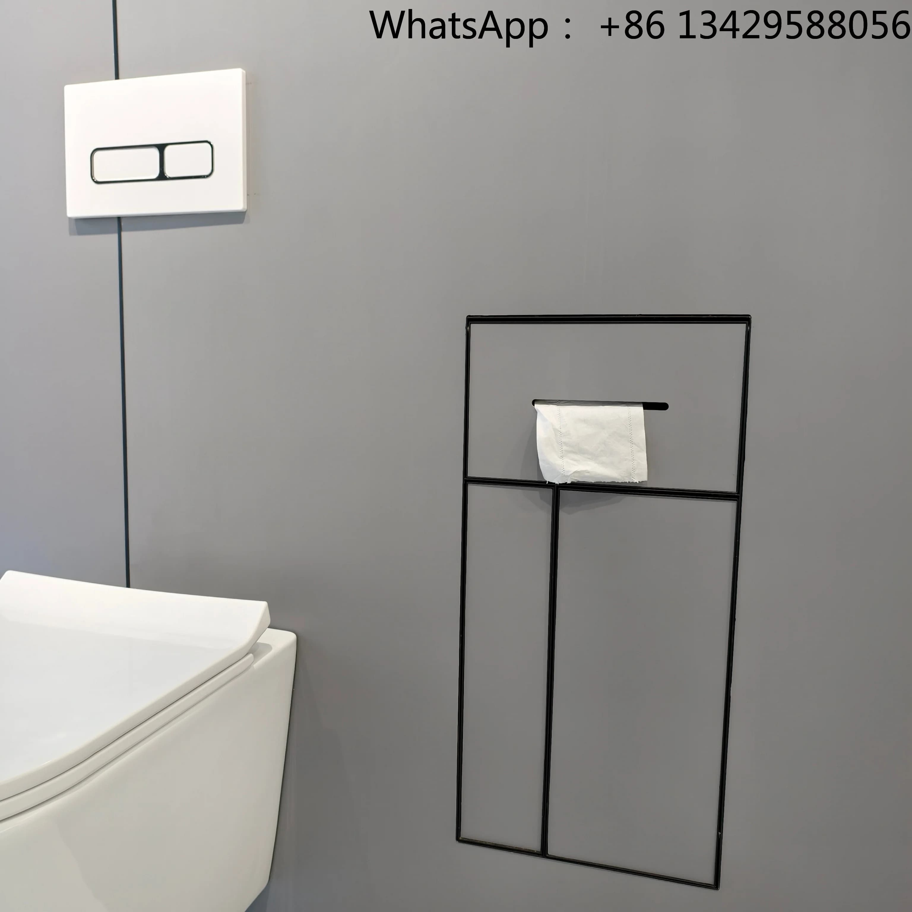 Modern Decor Bathroom Organizer Toilet Accessory Hidden Recessed Waste Invisible Paper Roll Holder Toilet Brush Trash Can Niche