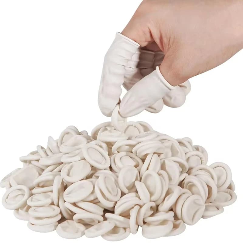 100PCS Guanti di gomma monouso con copertura per le dita Guanti antiscivolo antistatici in lattice per le dita Protezione per la punta delle dita Guanto per il pollice