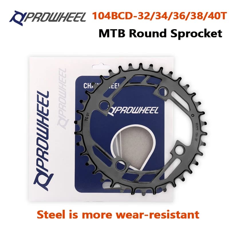 Prowheel Mountain Bike Round Sprocket 104BCD-32T 34T 36T 38T 40T Steel Plate Bike Chainring Compatible: 1X7/8/9/10/11/12 Speed