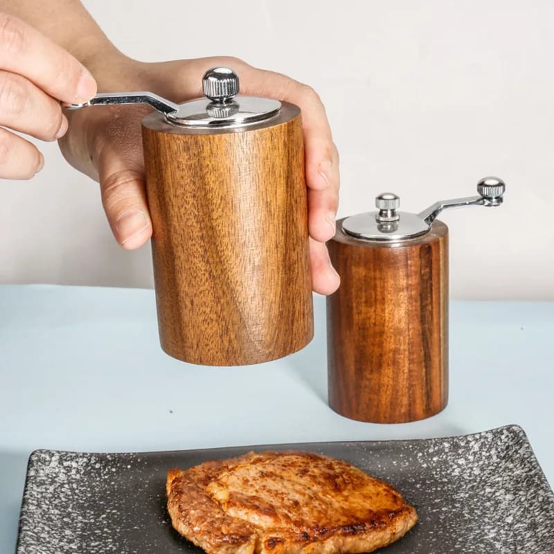4inch Wooden Salt and Pepper Grinder Manual Spice Coffee Seasoning Pepper Grinding Bottle Adjustable Pepper Mills Kitchen Gadget