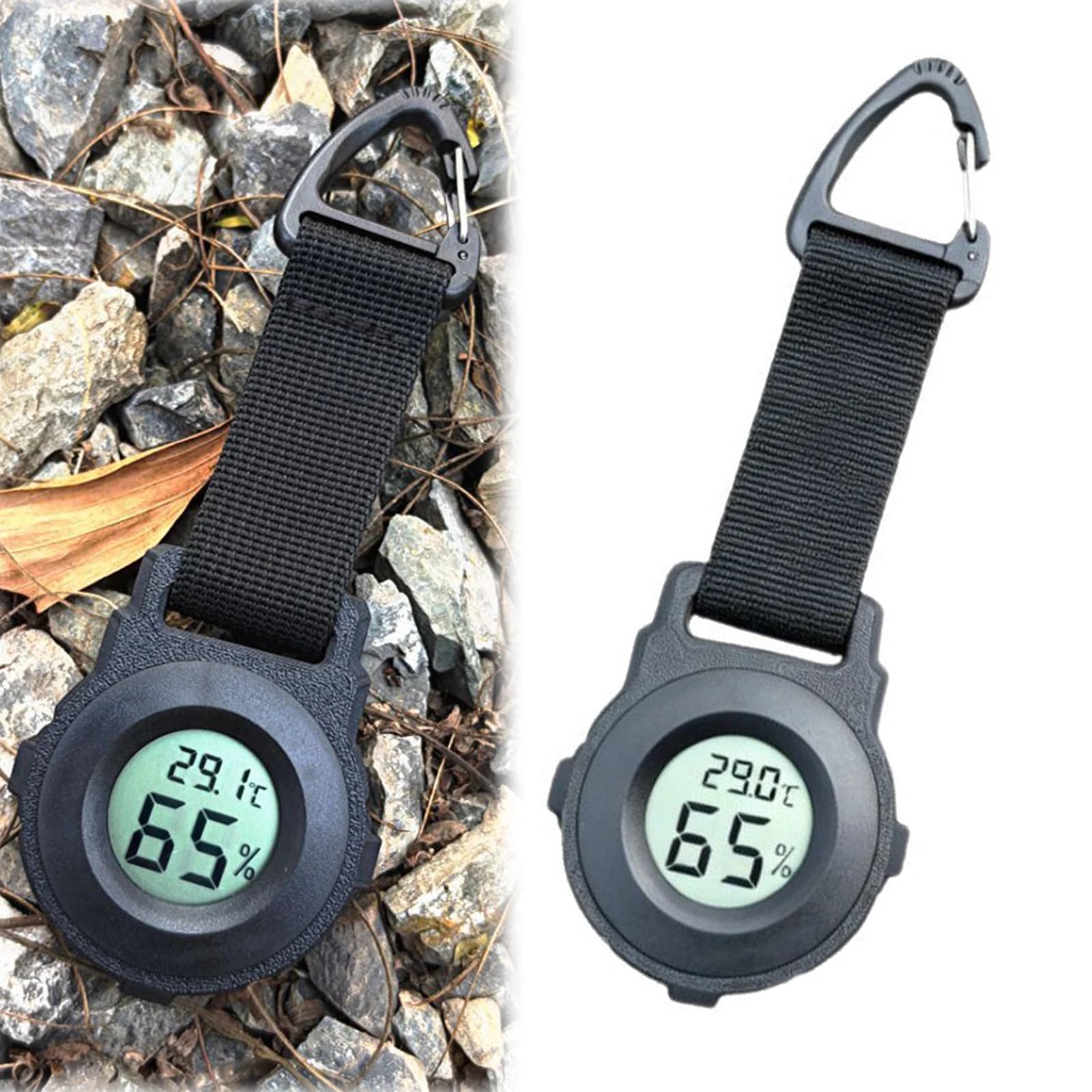 Room Thermometer with LCD Display Digital Hygrometer Thermometer and Humidity Meter Sensor Gauge Travel Camping Pendant Keychain