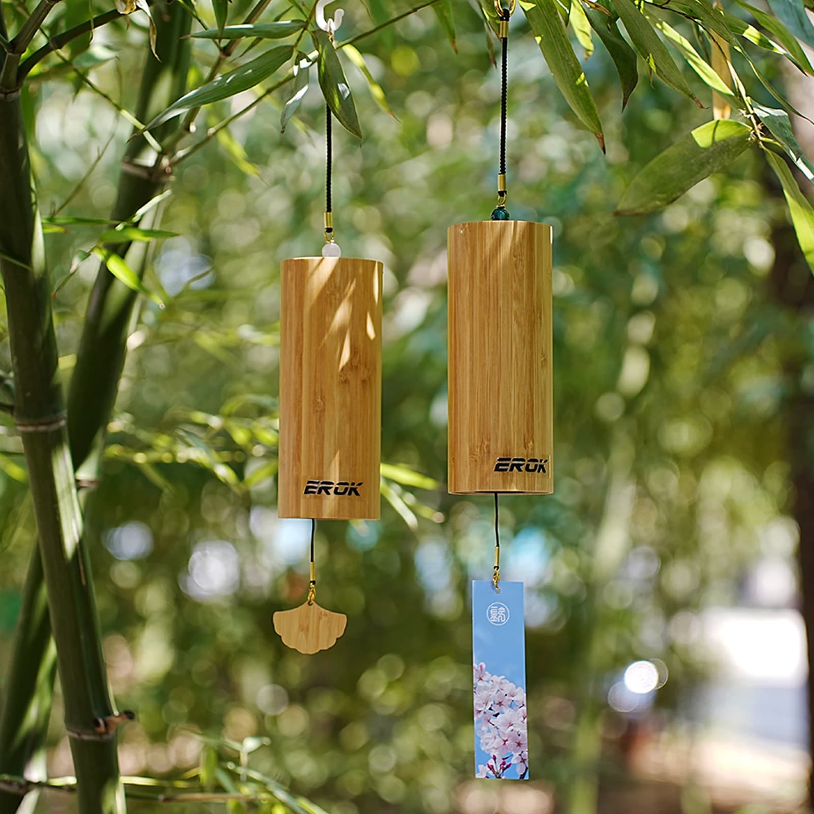 EROK Bamboo Wind Chime 8 Tone Metal Rods Zen Meditation Windchime Home Garden Patio Hanging Ornament Decor Craft