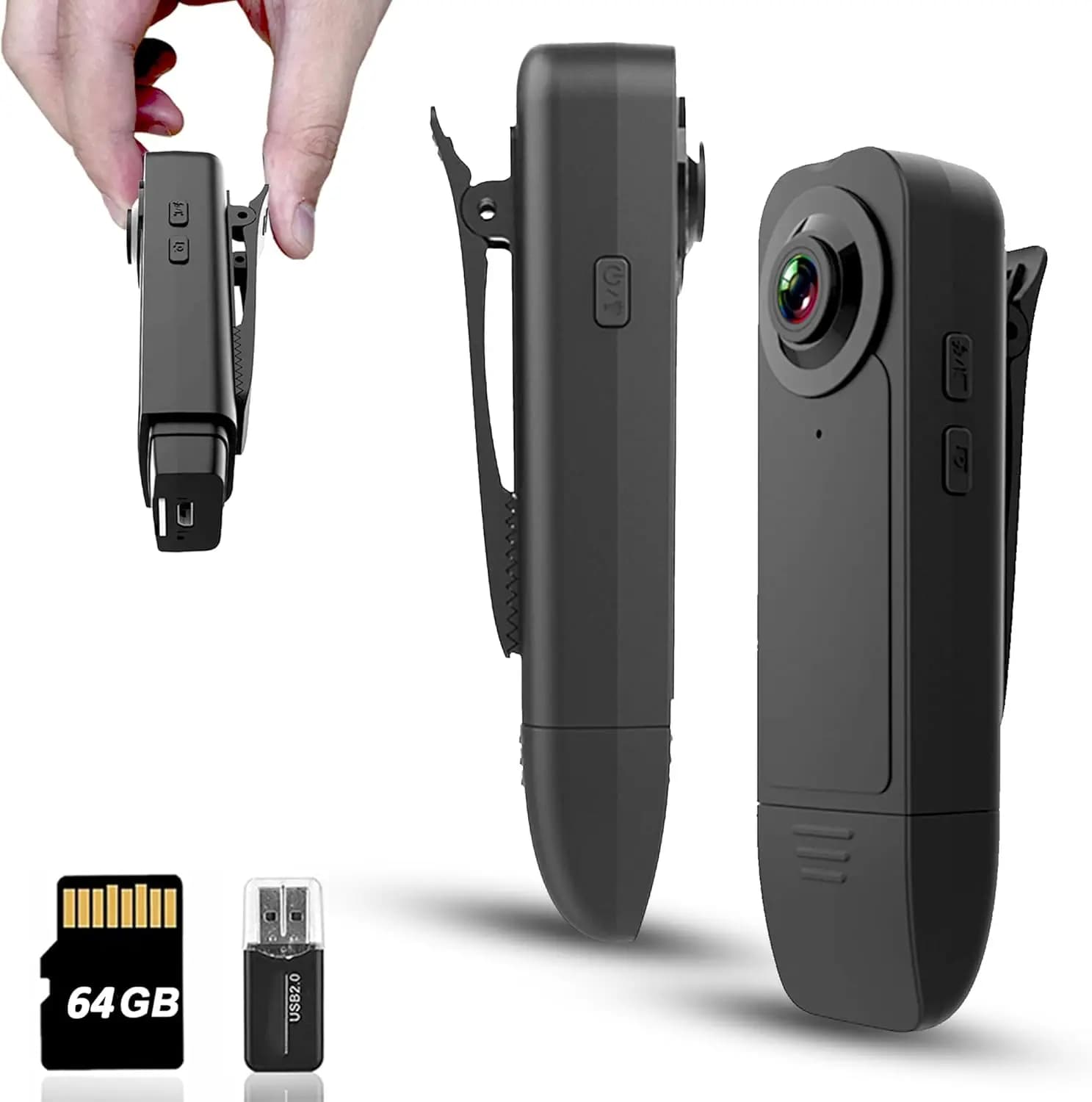 Mini Telecamera HD 1080P con Visione Notturna, Memoria da 64GB e Batteria da 5 Ore per Registrazioni di Sicurezza