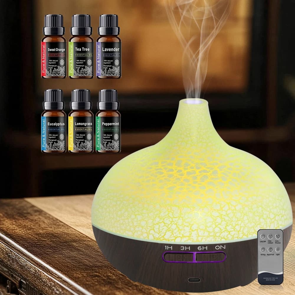 Diffusore di Oli Essenziali con Telecomando, Umidificatore a Ultrasuoni a Nebbia Fredda Silenzioso per Camera da Letto, Ufficio, Grandi Ambienti