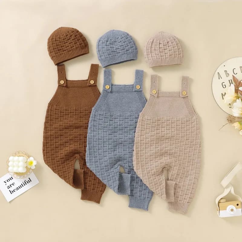 0-18 mesi autunno Baby Sling body + cappello 2 pezzi Set neonato Solid tuta maglia pagliaccetto maglione bambino marsupio pantaloni