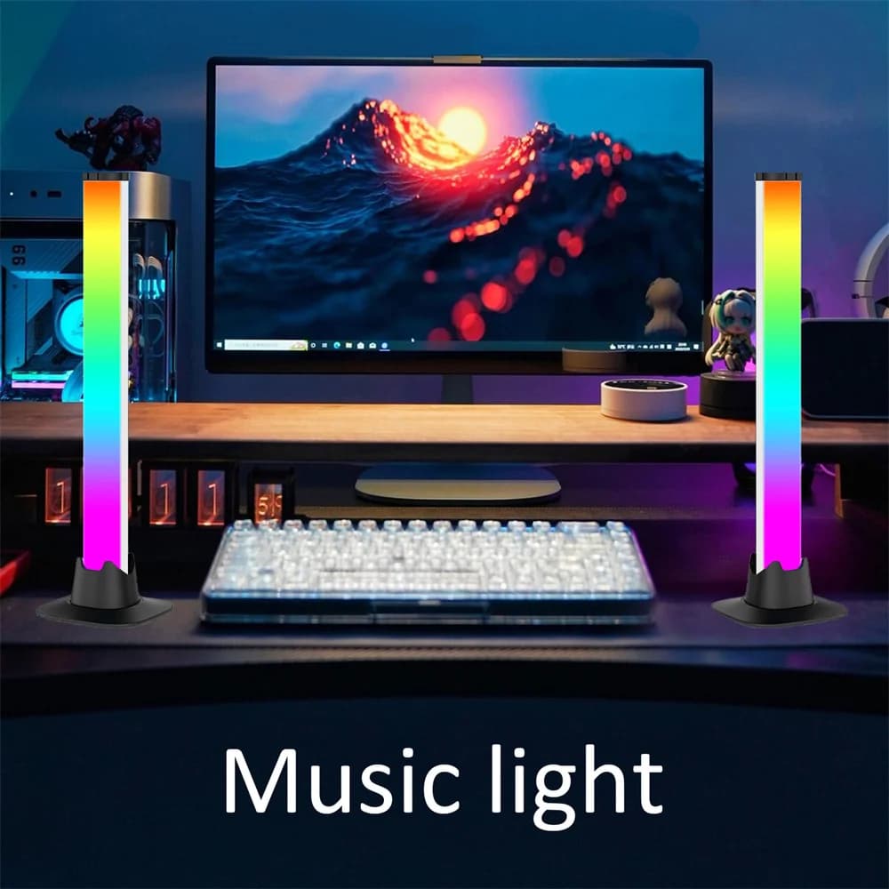 Lampada da tavolo LED Smart Light Bar, con controllo APP Music Rhythm Bar RGB Voice Control Light Desk Atmosphere Lamp per gioco/auto/TV