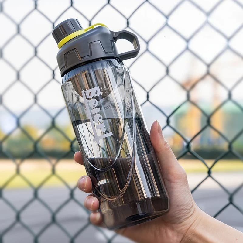 Bottiglia sportiva da 1 litro durevole da 1 pezzo, bocca larga infrangibile e facile da pulire, per la corsa in campeggio fitness, plastica senza BPA