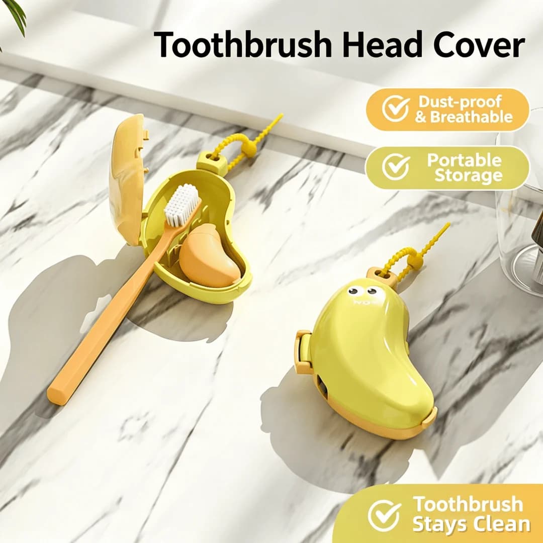 Banana Shape Toothbrush Cover & Toothpaste Travel Case, Silicone Dustproof Holder, Camping, Home