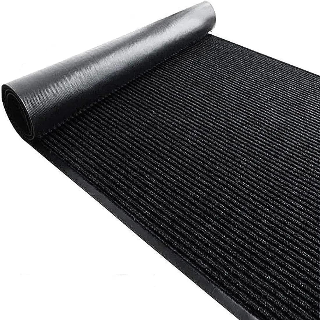 Tappeto d'ingresso resistente 3x6 piedi, tappetino commerciale con retro in vinile, antiscivolo per interni ed esterni, nero