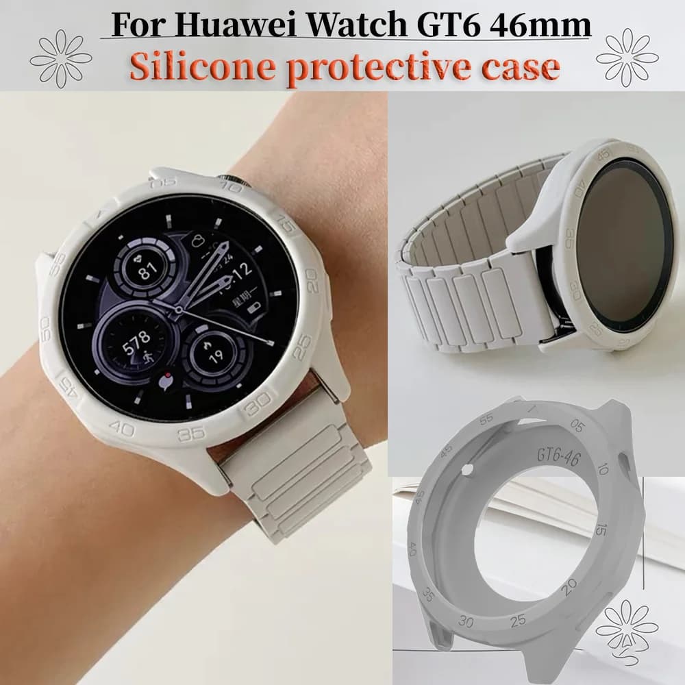 2Pcs Easy Disassemble Anti-drop Silicone Watch Bumper Protector Shell For Huawei Watch GT6 46mm Smartwatch Replacement Accessory