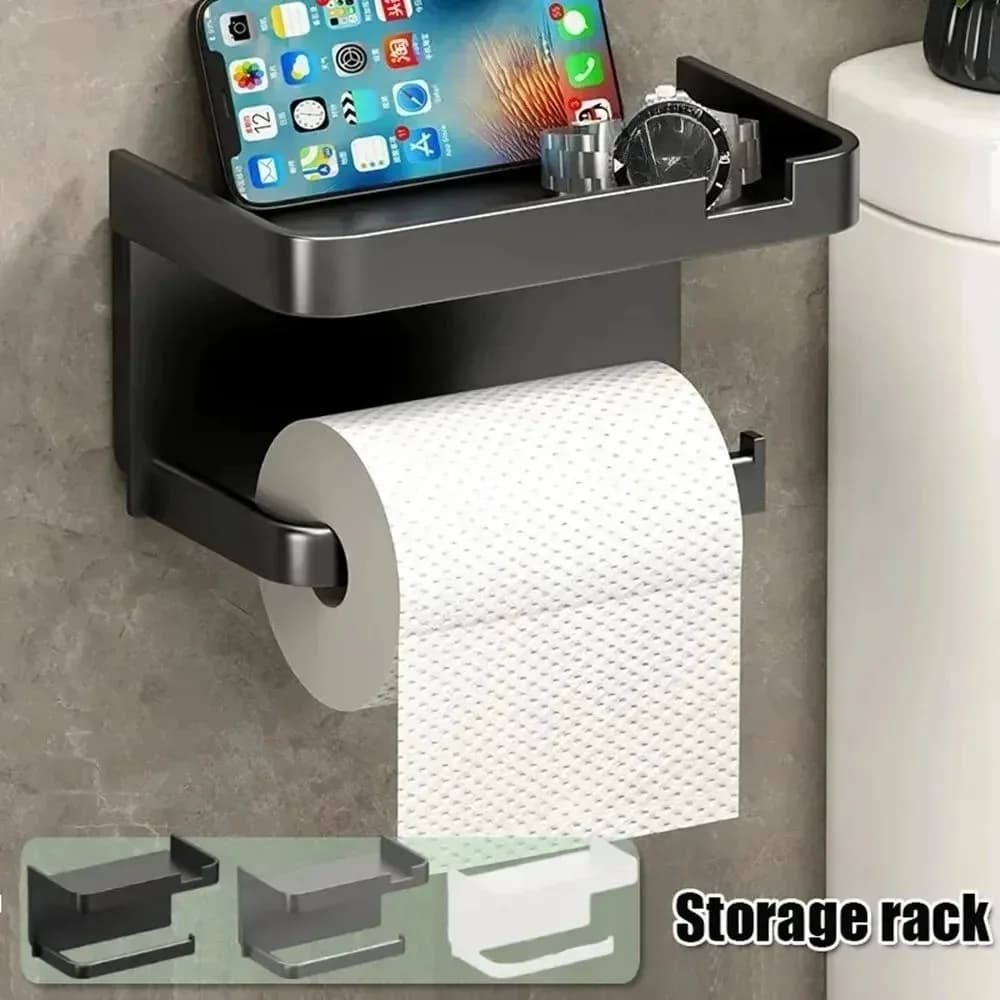 Toilet Paper Holder, Plastic Storage Rack, Kitchen Towel Rack, Bathroom Wall Mount, Paper Towel Roll, Phone Organizer