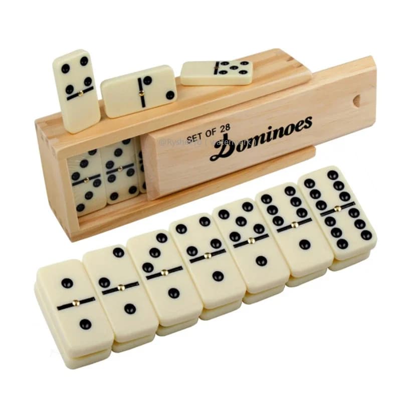Set di domino per adulti Domino Giochi da tavolo classici 28 piastrelle con custodia in legno Doppio 6 giochi di domino per bambini Notti di giochi per famiglie