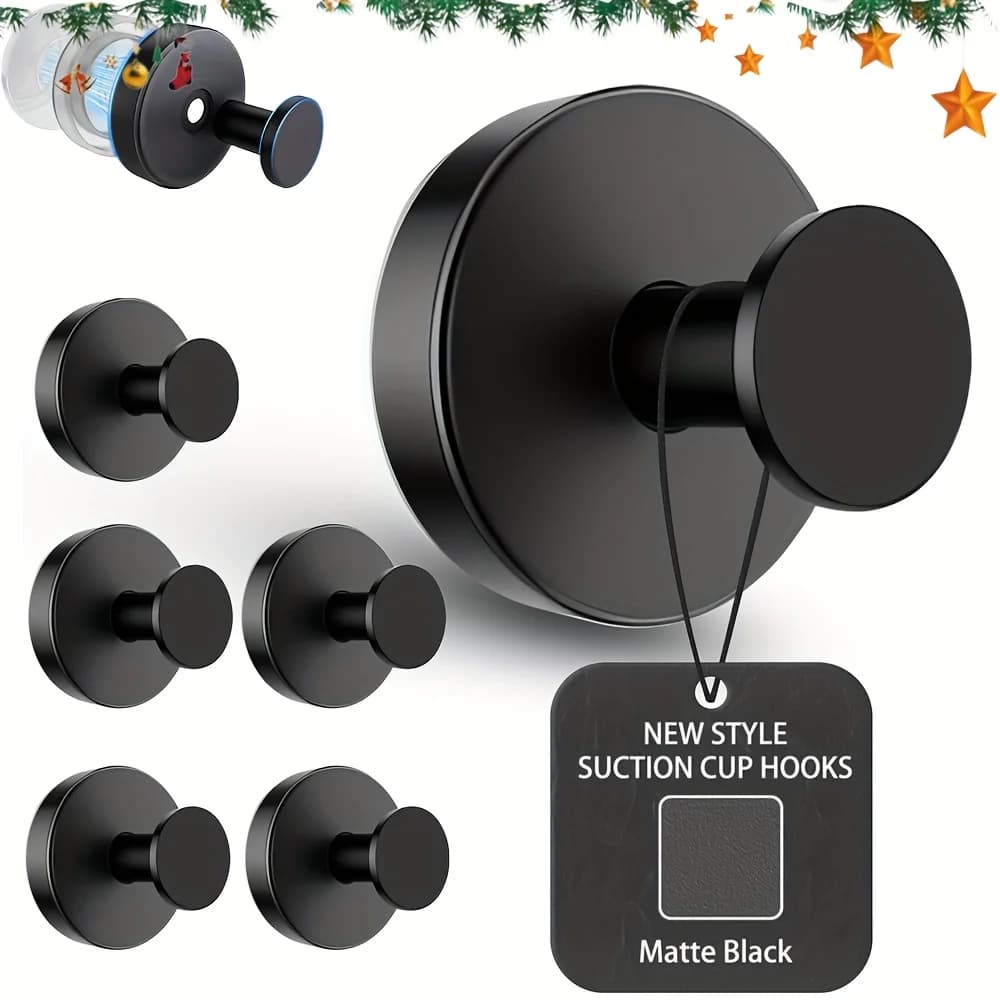 6pcs Suction Cup Hooks, 304 Stainless Steel Metal Hooks for Shower, Removable No-Drill Hooks for Towels, Vacuum SuctionCup Hooks