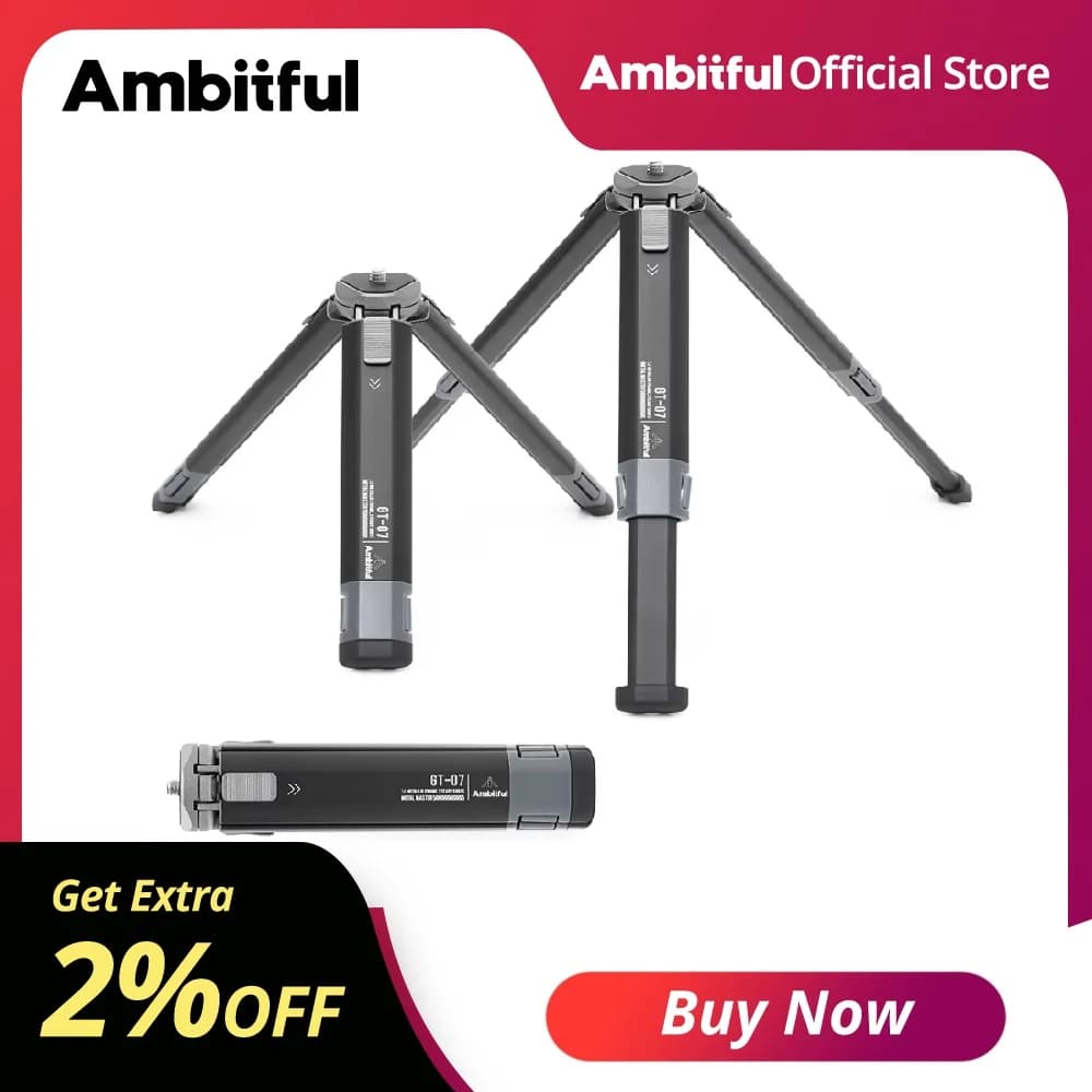 Ambitful GT07 for Smartphone Sony Canon Nikon DSLR Camera Tripod Stand Holder Metal Desktop Tripod With Ball Head Phone Holder