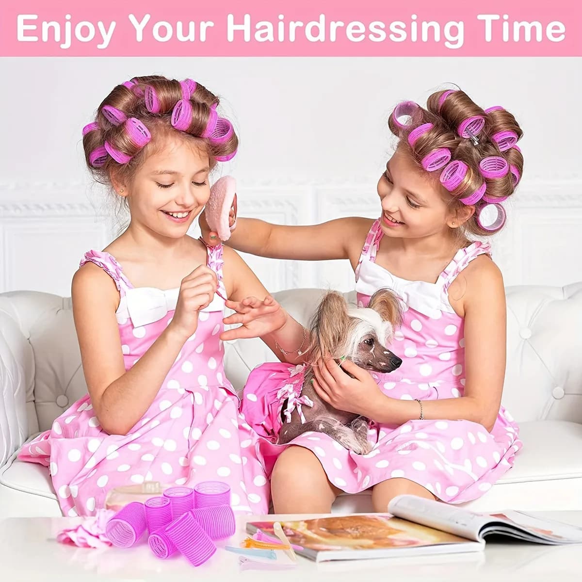 6Pcs Jumbo Size Self-Grip Hook Hair Rollers Set Bigoudis Heatless Hair curlers for hairdressers foam roller Cabello