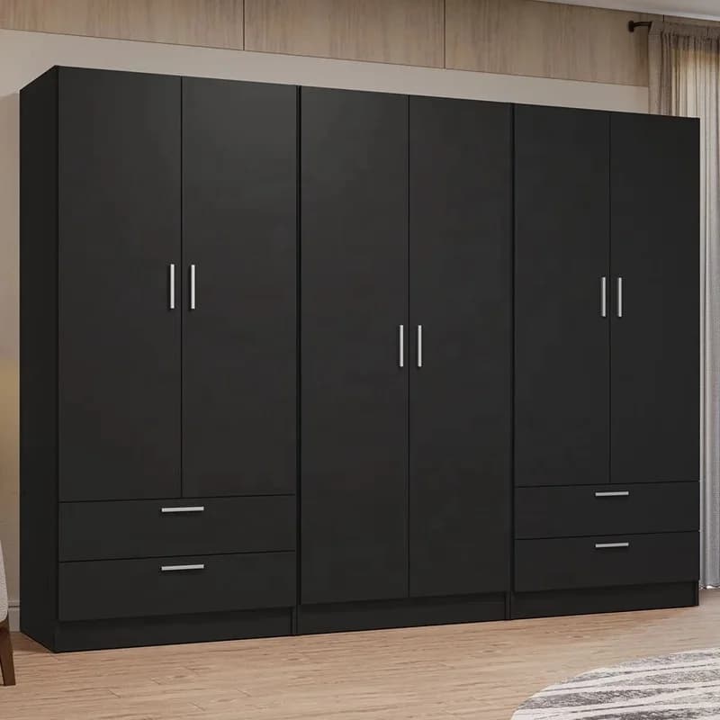 Armadio Moderno Personalizzato con 4 Cassetti, Design Piatto Autoportante in Melaminico, Moduli Separati per Stoccaggio