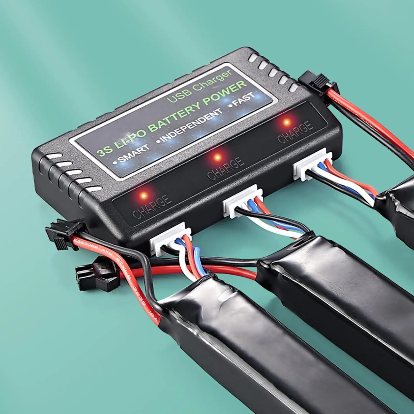 11.1V Li-Po Battery Charger USB Smart 3Ports for 3S Batteris Car