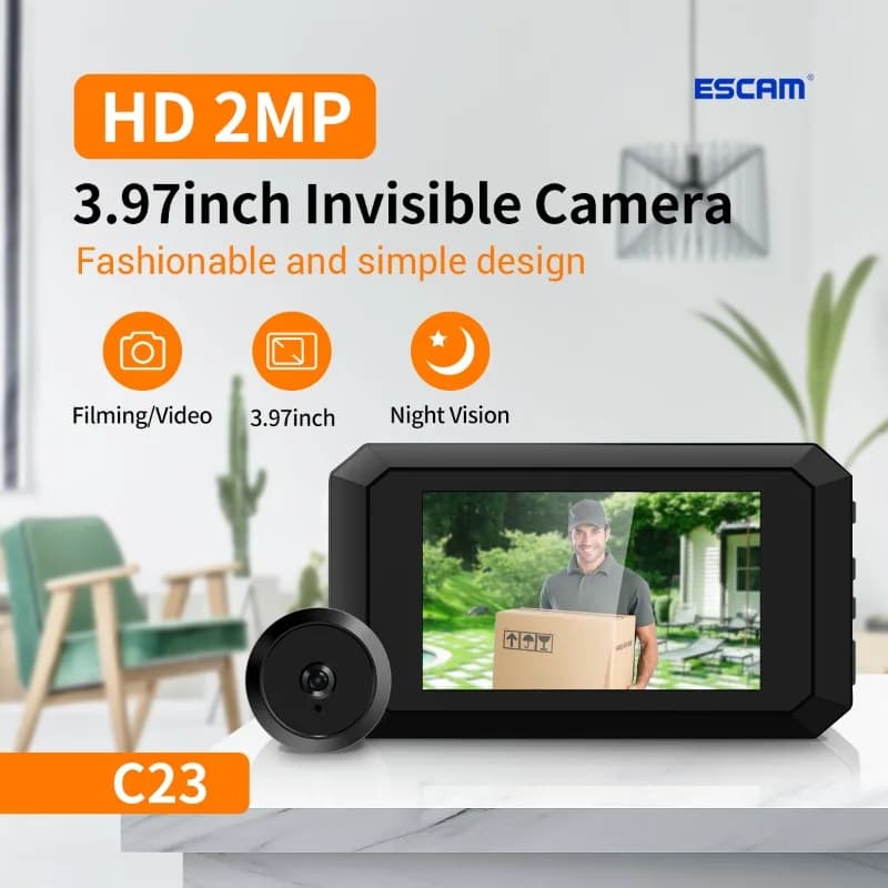 Campanello Intelligente C23 1080P Multilingue con Visione Notturna e Registrazione Video - Schermo da 3,97 Pollici con Angolo Ampio