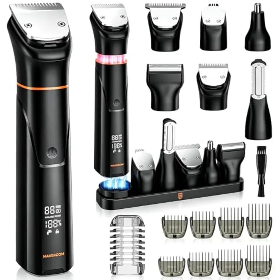 All-in-One Beard Trimmer for Men Electric Waterproof Wet/Dry Razor Shaver for Mustache Facial Beard Styler Mens Beard Grooming