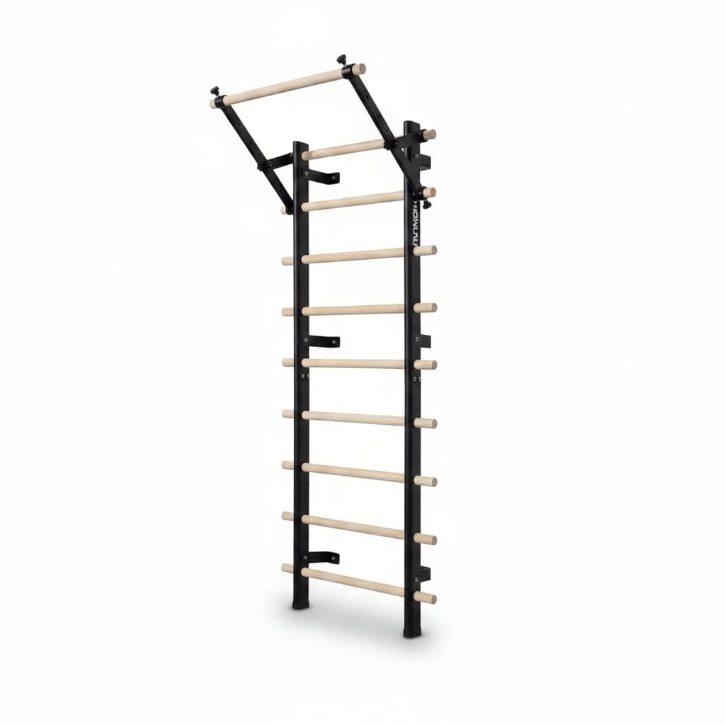 Telaio per Stretching, in Legno di Faggio 230cm/90.5in, Barra per Trazioni Doppia, Attrezzatura da Palestra a Muro, Attrezzi Ecologici per Allenamento Domestico