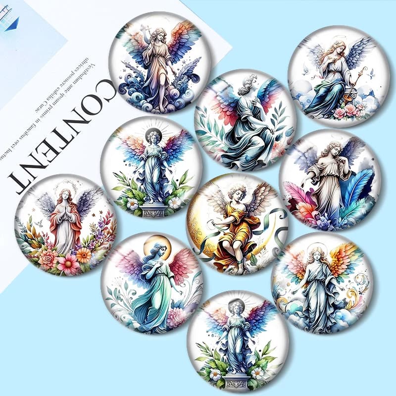 Watercolor Angel Statue 12/18/20/25mm glass cabochon bracelet pendant rings for jewelry demo earrings back Making findings