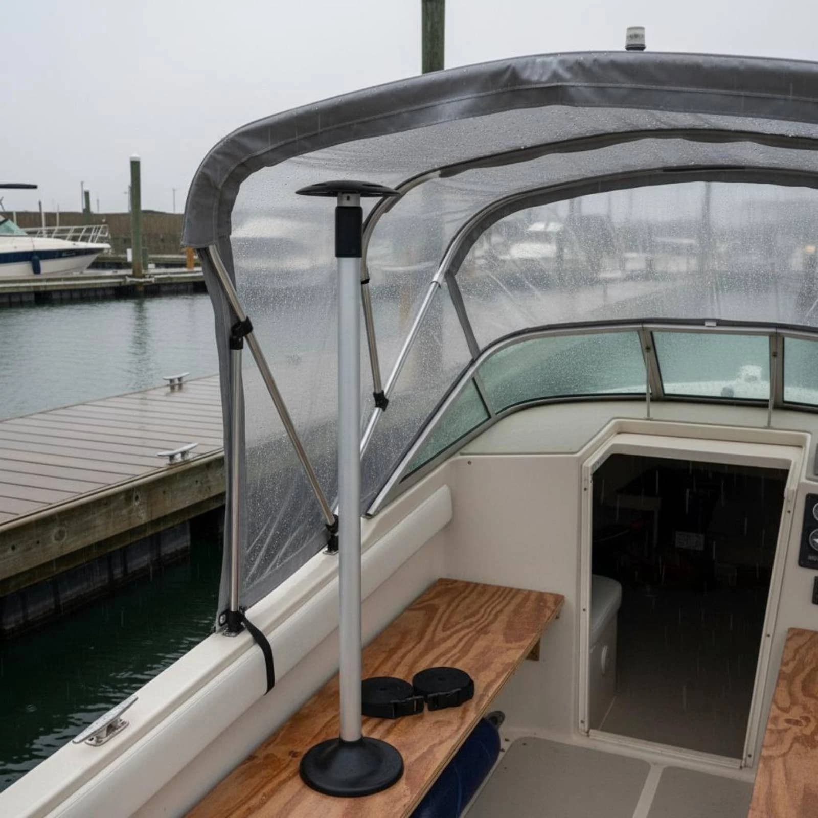 Telescopic Marine Support Pole Slotted Top Plate Boat Tarp Support Pole Wide Flat Base