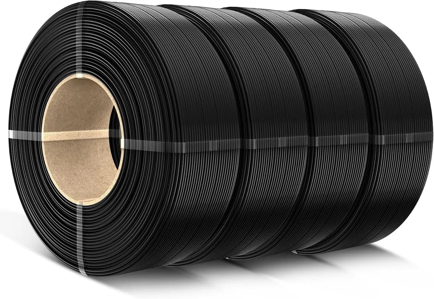 Filamento di ricarica PLA 1,75 mm, confezione da 4, nero, 1 kg ciascuno, precisione dimensionale +/- 0,02 mm, compatibile con bobine riutilizzabili