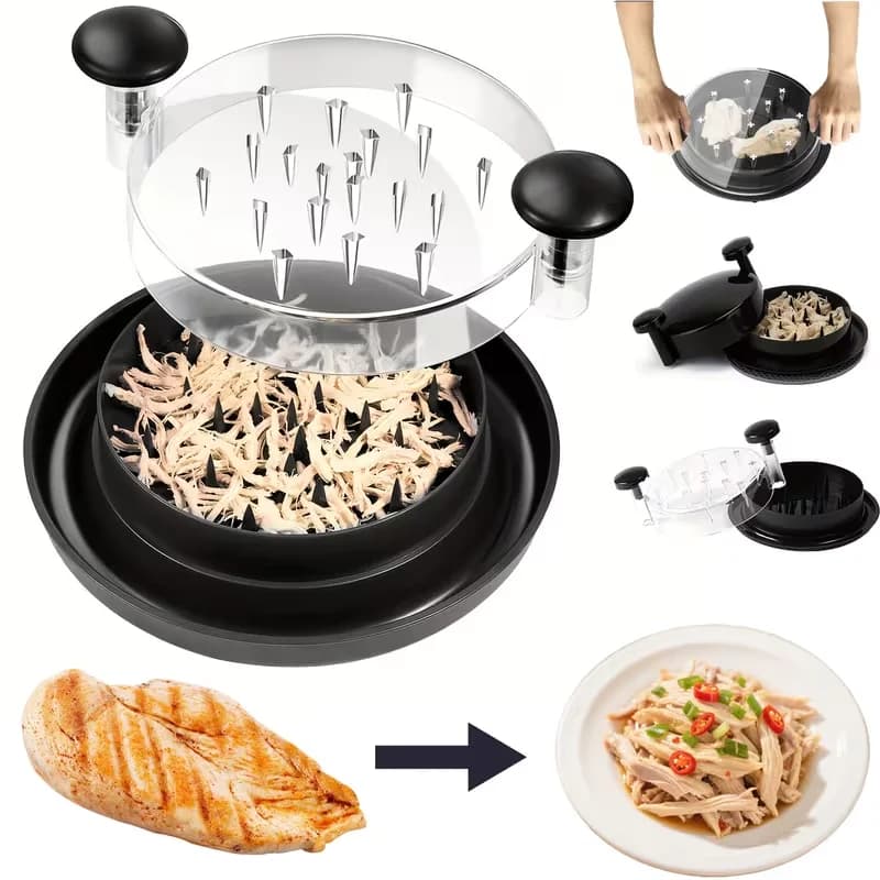 Chicken Tritacarne Updated with Transparent Cover: Large Anti-slip Rotating Tool for Tripping Chicken, Beef, Man, Vegetable