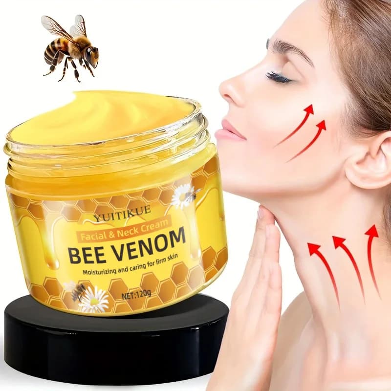 YUITIKUE Crema Viso e Collo al Veleno d'Api 120g, Idratante, Levigante e Rassodante, Trattamento Delicato per la Cura della Pelle