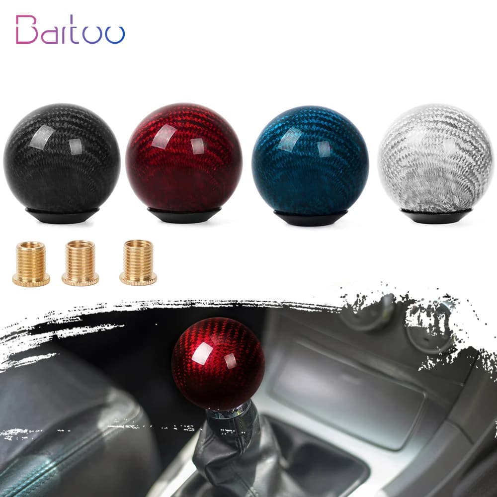 New Arrived Universal Carbon Fiber Car Circular Gear Shift Knob Round Ball Shape Shifter Lever Handle Gear Stick Head SFN031