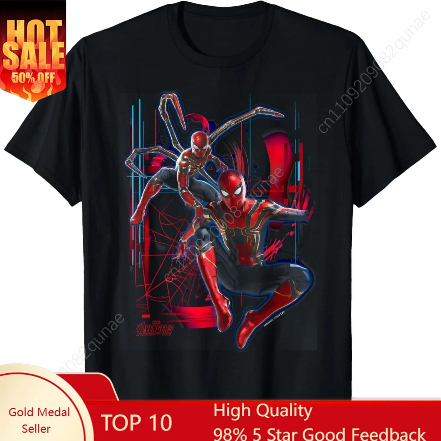 T-shirt da uomo Marvel Infinity War Spider-Man Suit Tech Graphic