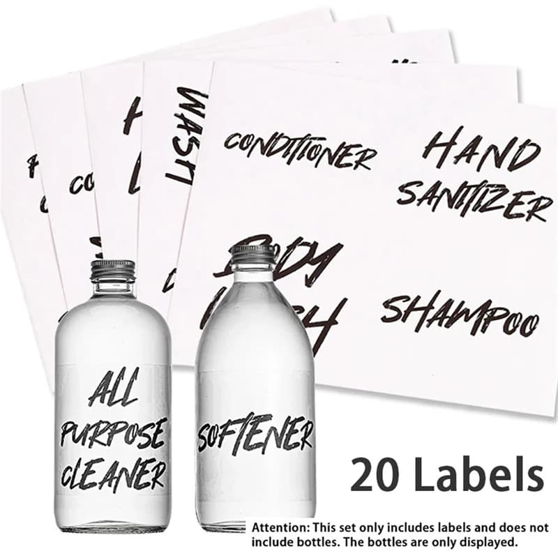 20 Pz 95x80mm Etichetta Adesiva Impermeabile Shampoo Lozione Balsamo Bottiglia Adesivi Lavaggio Del Corpo Bagno Doccia Dispenser di Sapone etichetta