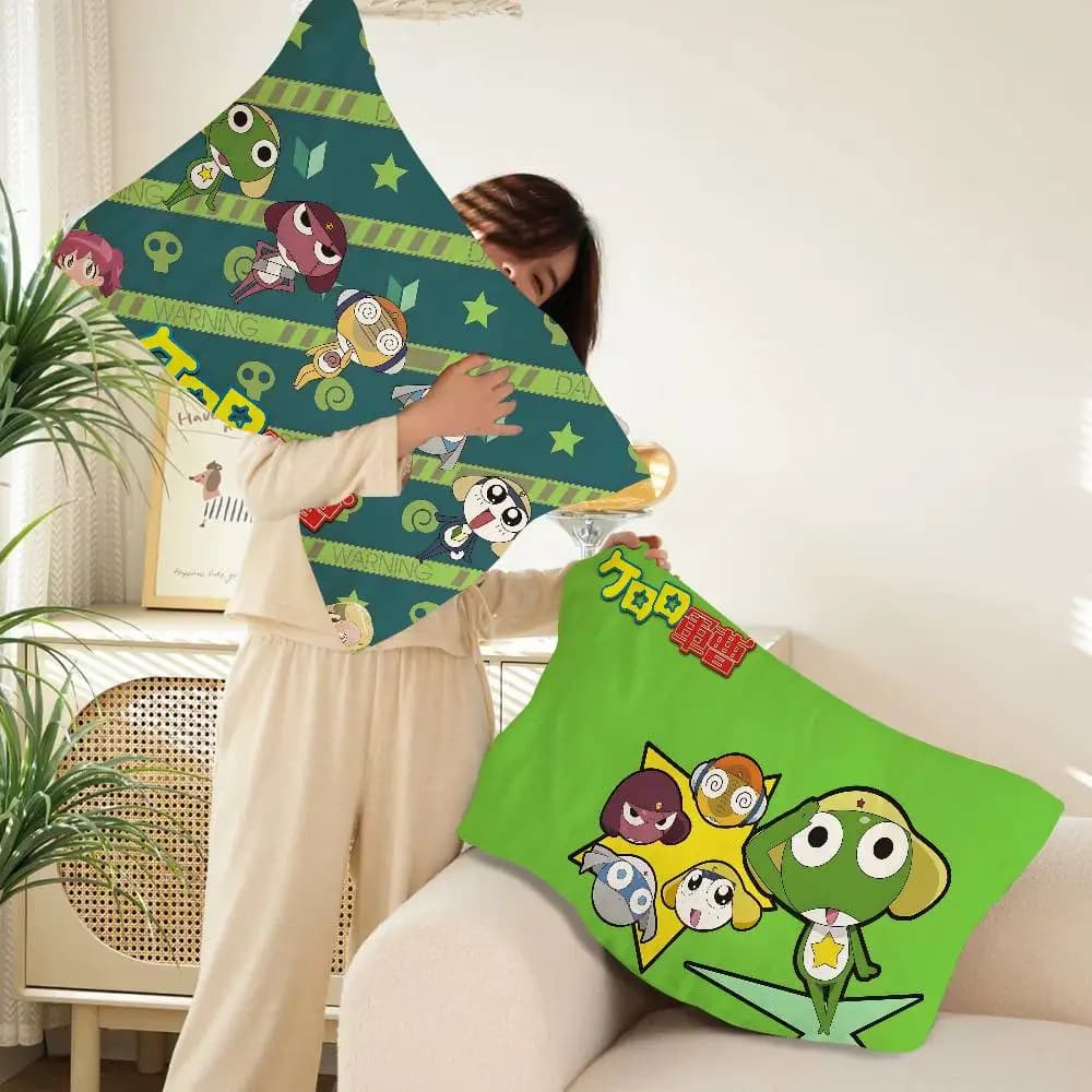 Fodera per cuscino Anime Keroro Gunsou Frog per capelli e pelle, set di fodere per cuscino super morbide di dimensioni standard