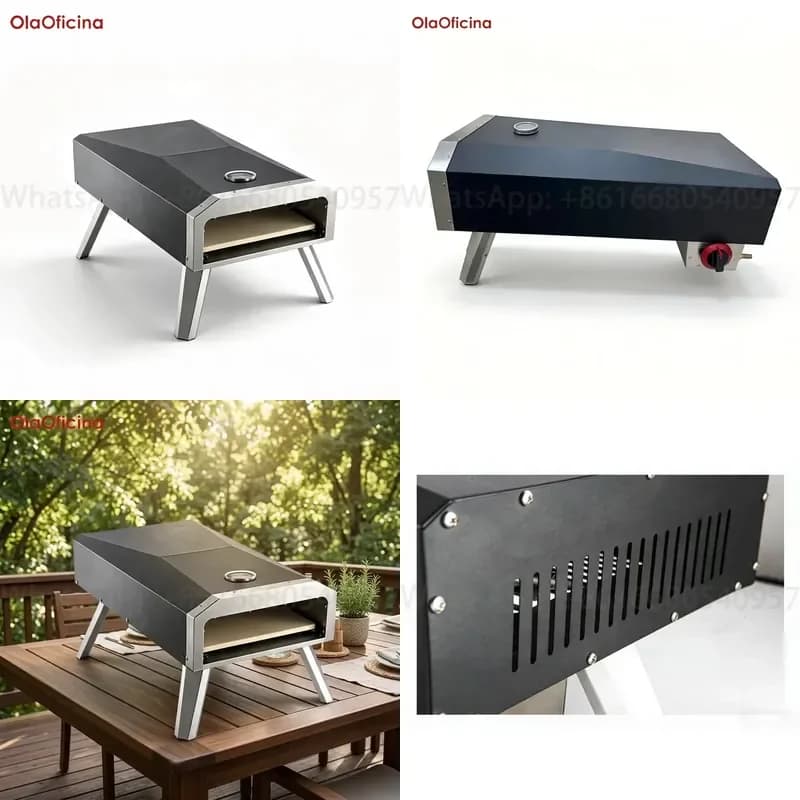 Portable Outdoor 12 Inch Pizza Oven GP-3 Tabletop Pizza Maker with Thermometer and Pizza Stone for Backyard Camping
