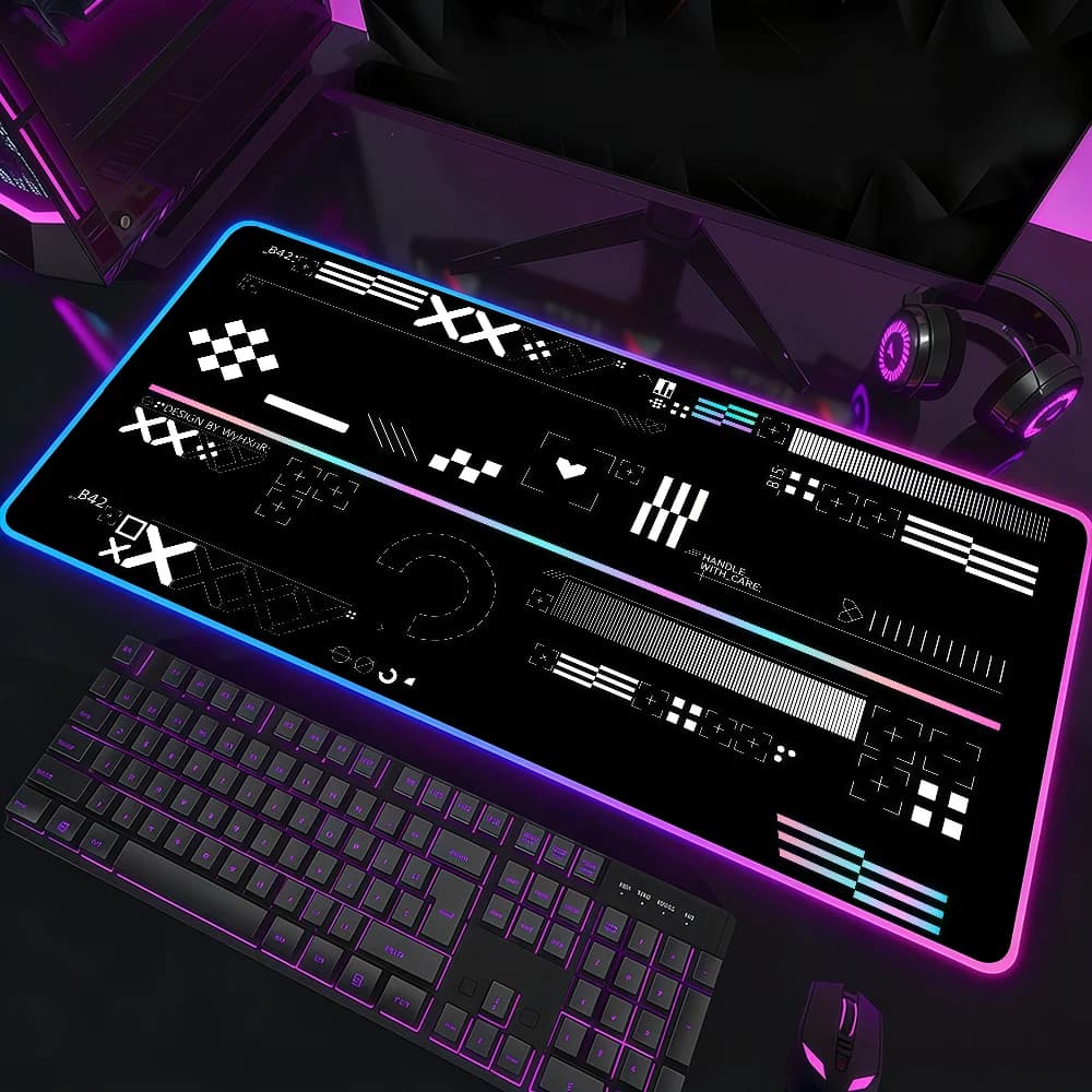 Tappetino per mouse C-CS GO Printstream RGB Led Gaming, tappetino antiscivolo per scrivania da ufficio, impermeabile, grande