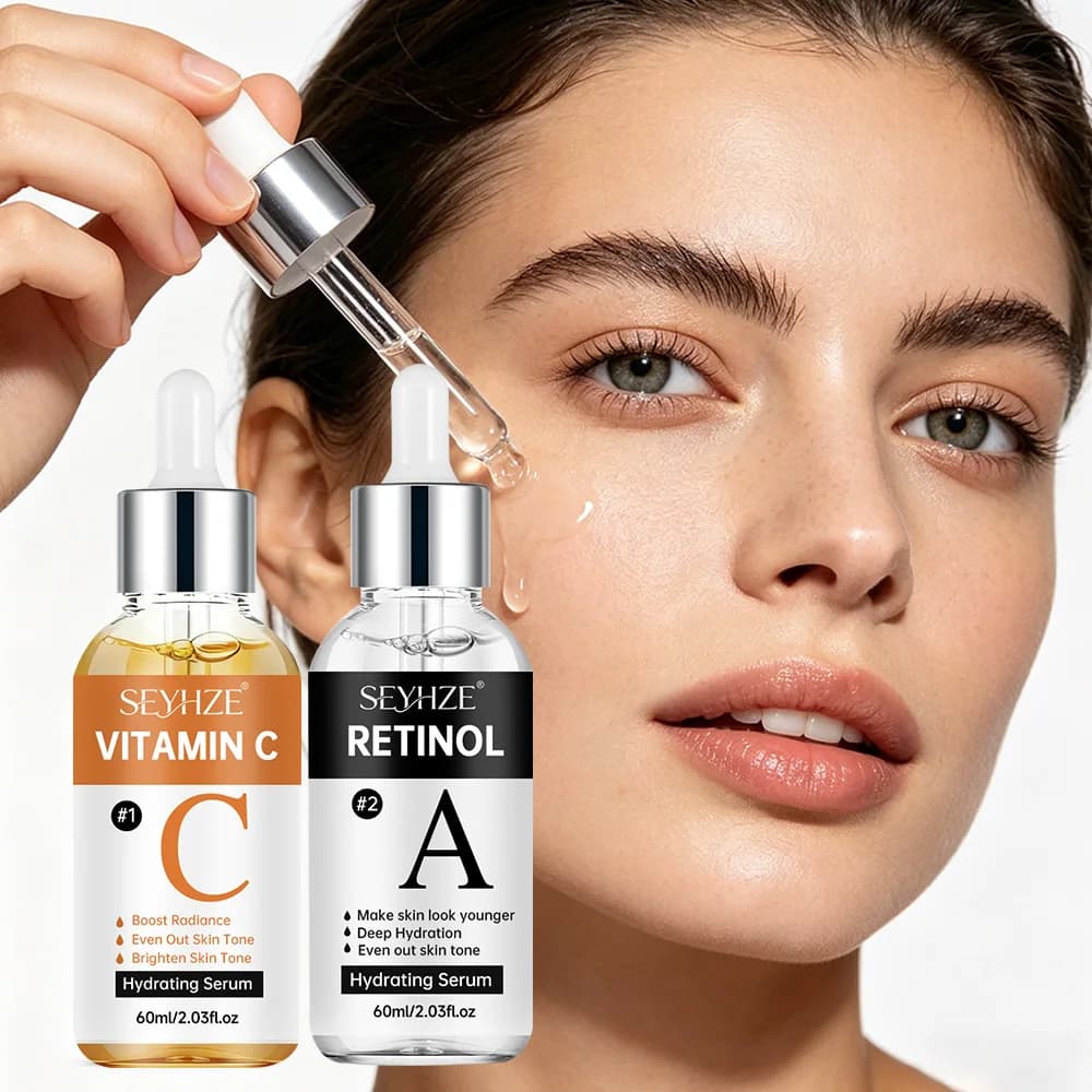 SEYHZE Vitamin C & Retinol Essence Skin Care Product with Niacinamide Collagen Ceramides Hyluronic Acid Aloe + Snow Grass for Ti