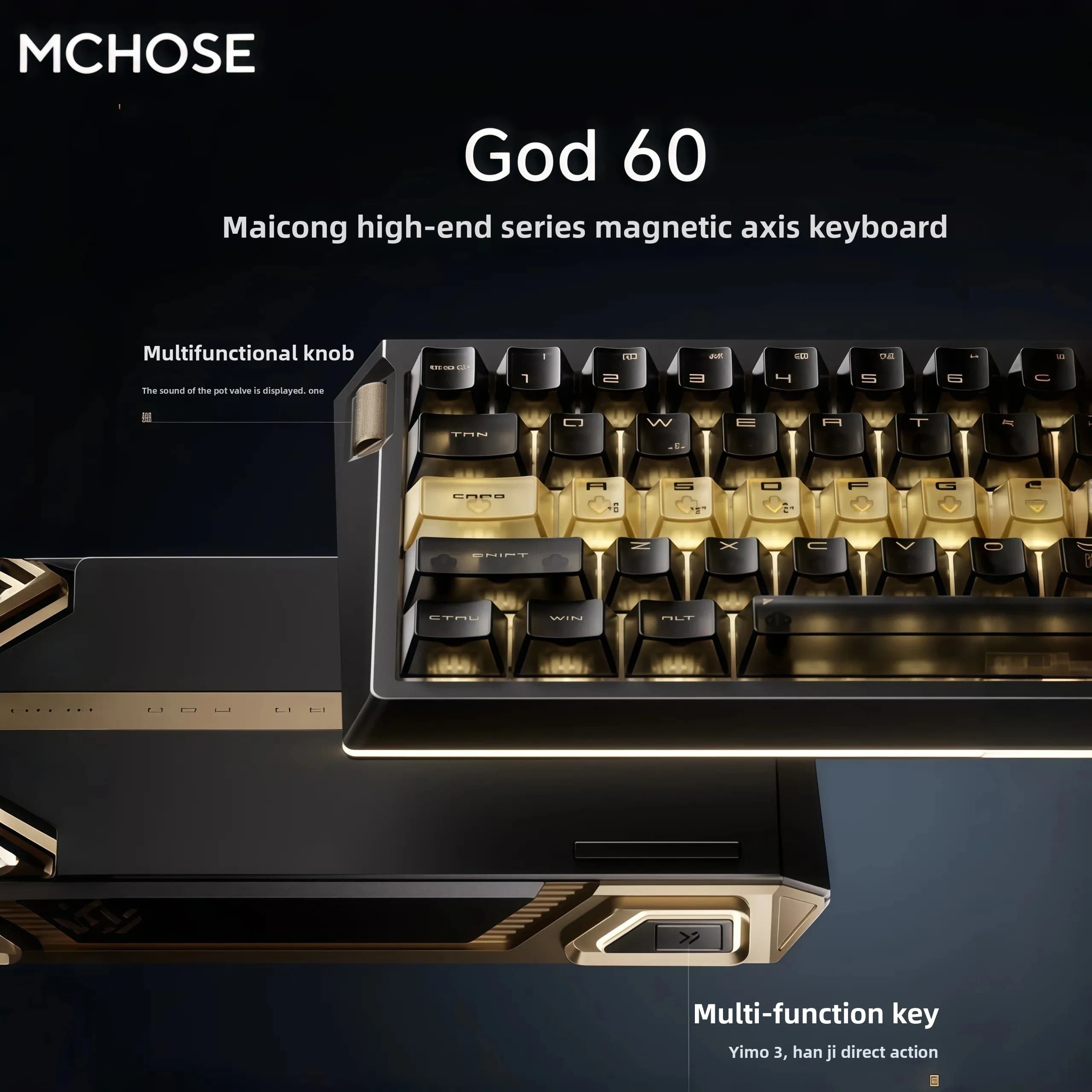 New MCHOSE God 60 Keyboards 16000Hz Mortal Animation Joint Magnetic Axis Keyboard Gaming Special Mechanical Tile All Aluminum
