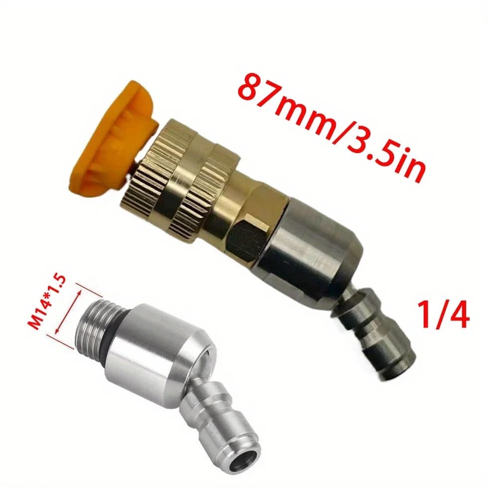 Universal Rotating Spray Nozzle Quick Connect - High Pressure Washer Gun Adapter for Car Road Garden Cleaning