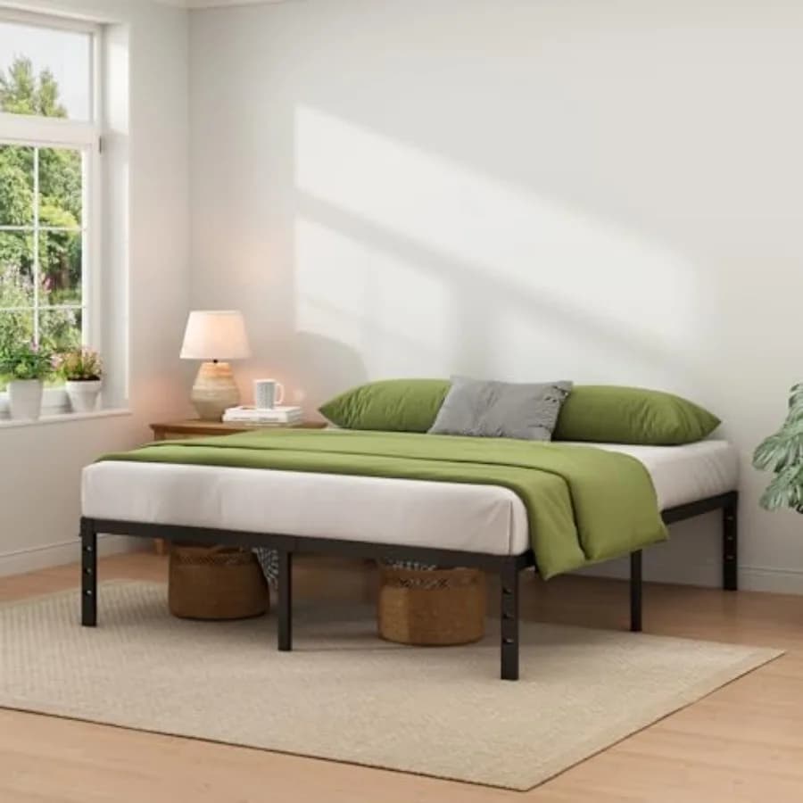 Struttura letto in metallo, con spazio contenitore, base per materasso robusta e resistente, facile da montare, non richiede molle, B