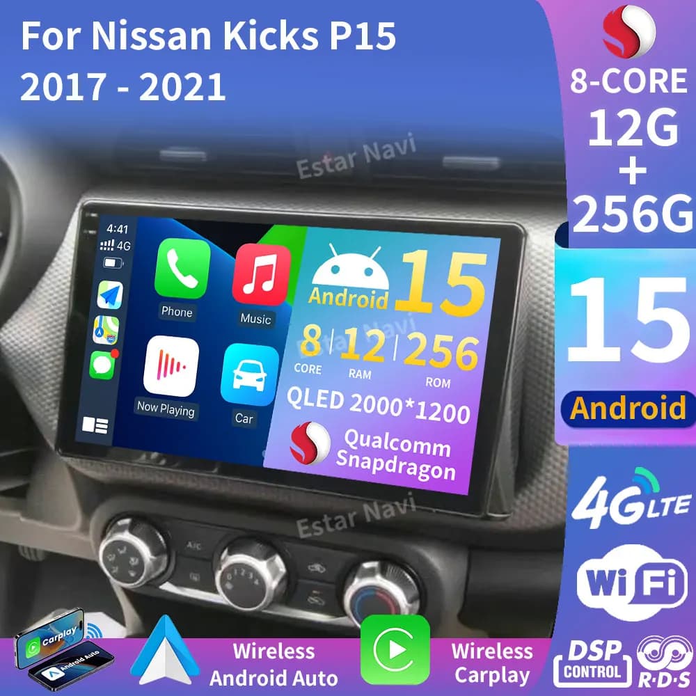 Android 15 Wireless Carplay Per Nissan Kicks P15 2017 - 2021 5G WIFI Audio GPS Auto Player 360 Macchina Fotografica DSP Unità di Testa Stereo 2din