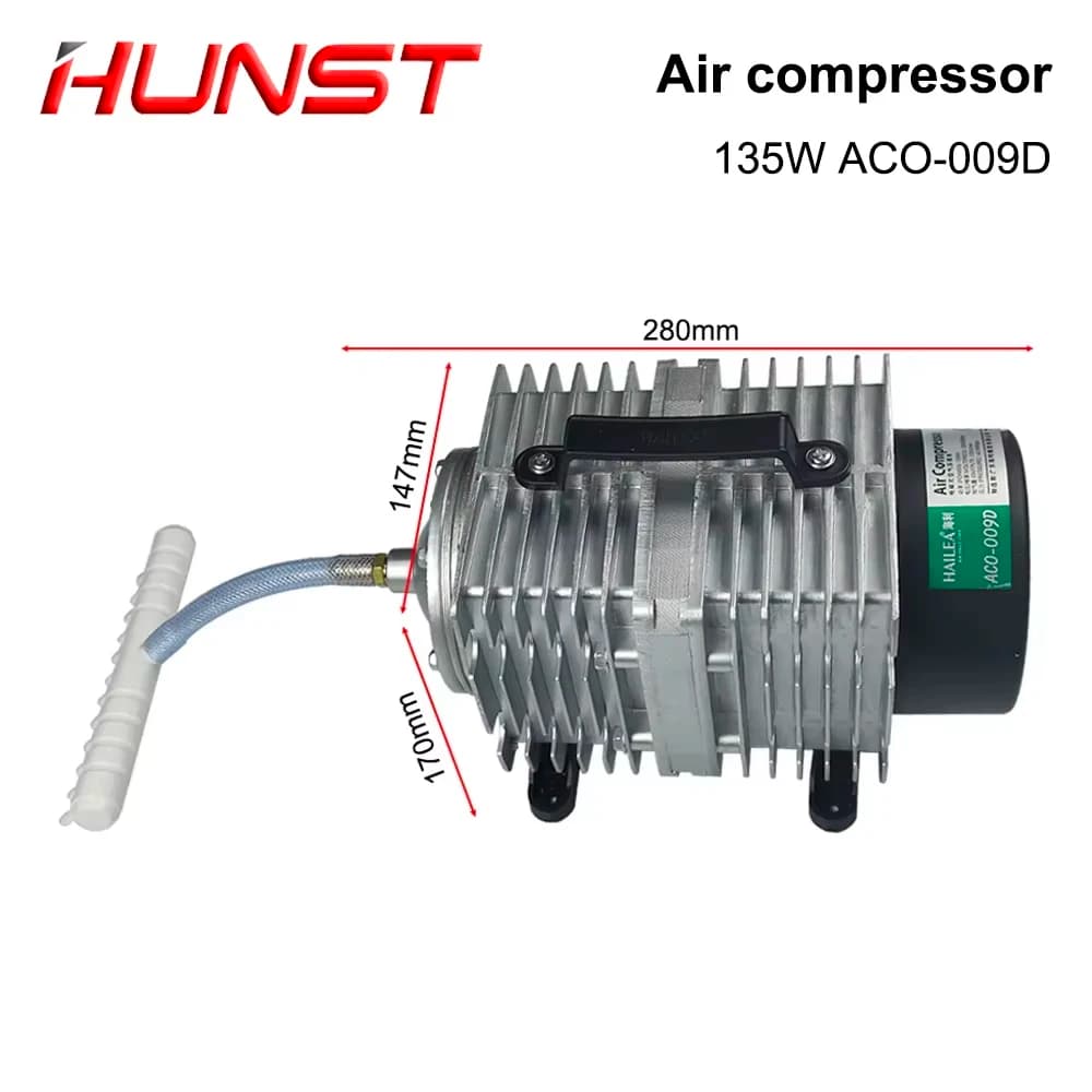 Compressore d'Aria Elettrico Magnetico Hunst 135W, Pompa d'Aria 110V/220V ACO-009D, per Macchine per Incisione e Taglio Laser CO2