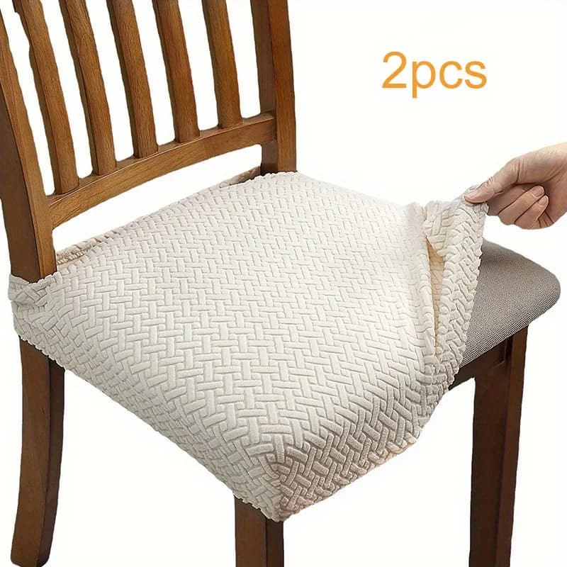 Set di 2, Cuscini per sedie, Copricuscini lunghi in jacquard scozzese, Cuscini antiscivolo per sgabelli, Tappetini per sedie in tinta unita