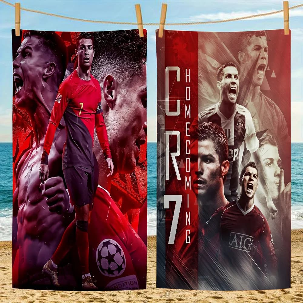C-Cristiano R-Ronaldo CR7 Grandi asciugamani da spiaggia in microfibra Asciugamano ad asciugatura rapida Asciugamani da spiaggia con sabbia Asciugamano da piscina per viaggi Nuoto Piscina Yoga