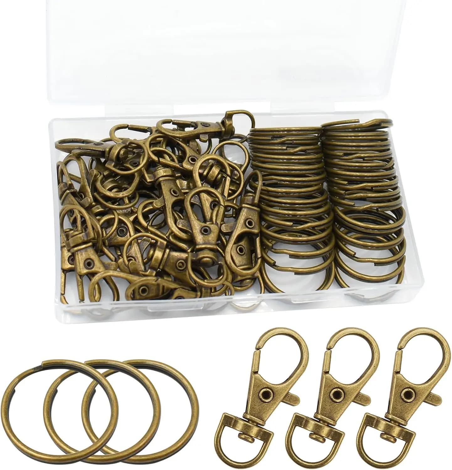 60 Pcs Swivel Clasps Lanyard Snap Hooks with Key Rings for Keychain, Jewelry Making, DIY Crafts