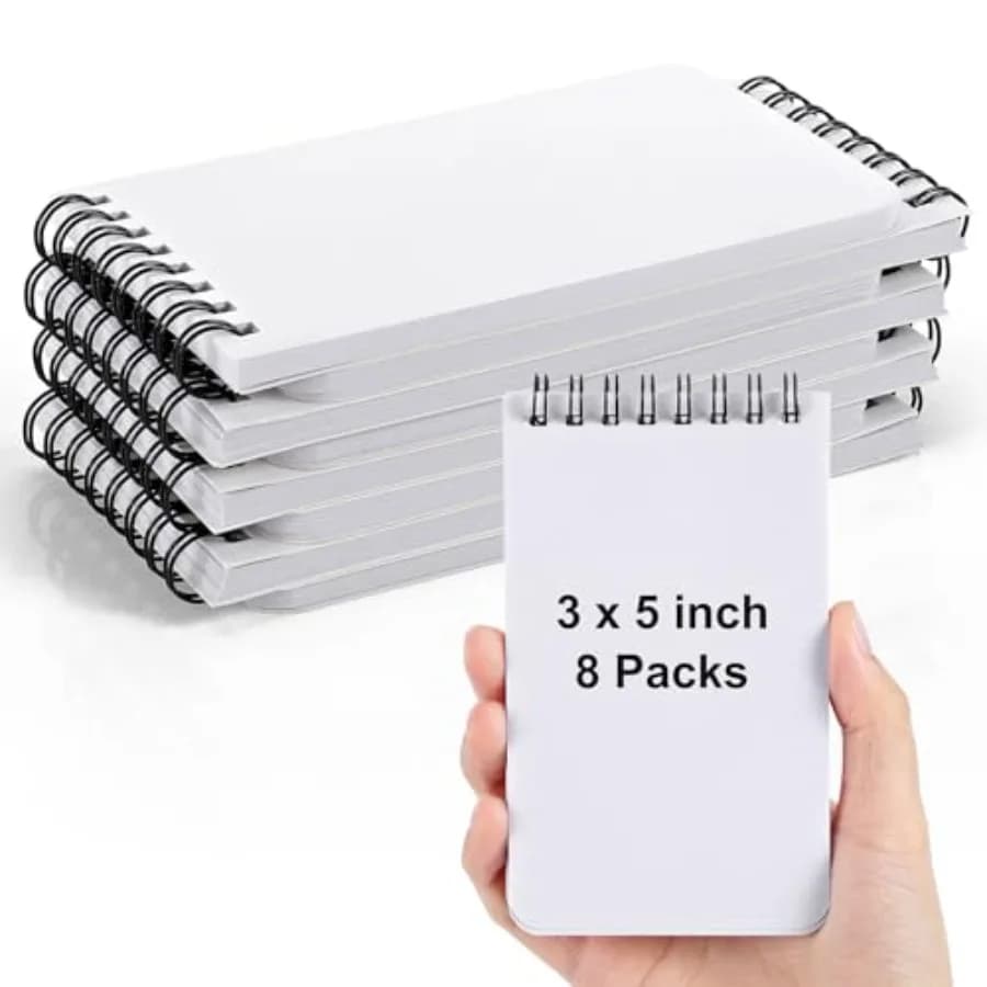 [8 Packs] 3x5 Blank Pocket Notebook - 50 Sheets Small Sprial Notebooks for Grocery/Shopping Lists, Mini Sketch Book Drawing Not