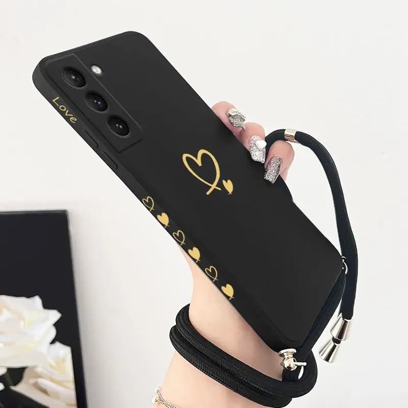 Gemini Love Custodia per telefono in silicone con cordino a tracolla per Samsung Galaxy S23 S22 S21 S10 S9 S8 Plus Nota 20 ultra 10 Plus Cover