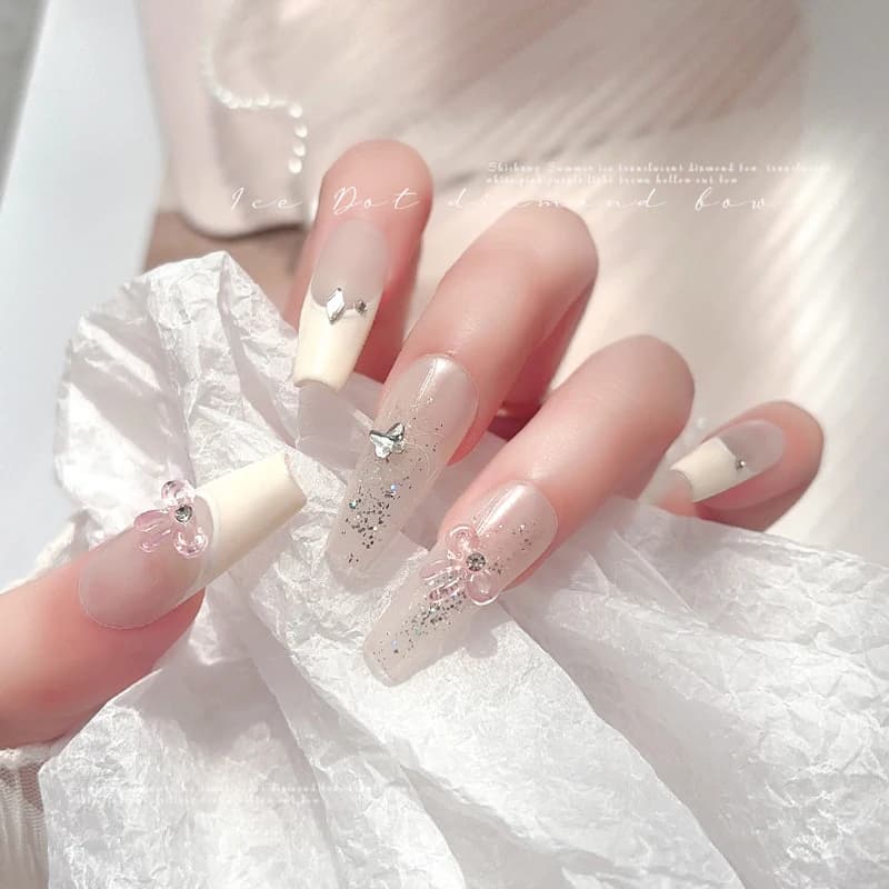 10PCS Transparent 3D Nail Art Rhinestone Bow Charms Accessories Parts For Manicure Nails Decoration Supplies Nail Art