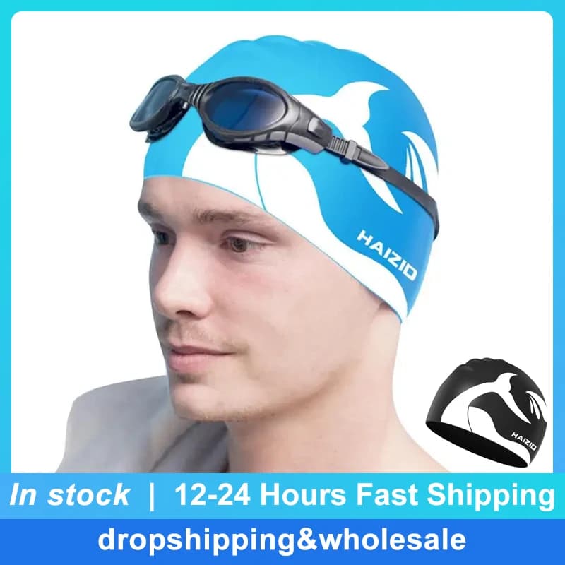 Silicone Men Women's Long Hair Pool Hat Sports Adults Protect Your Ear Covers Kids Swimming Hat