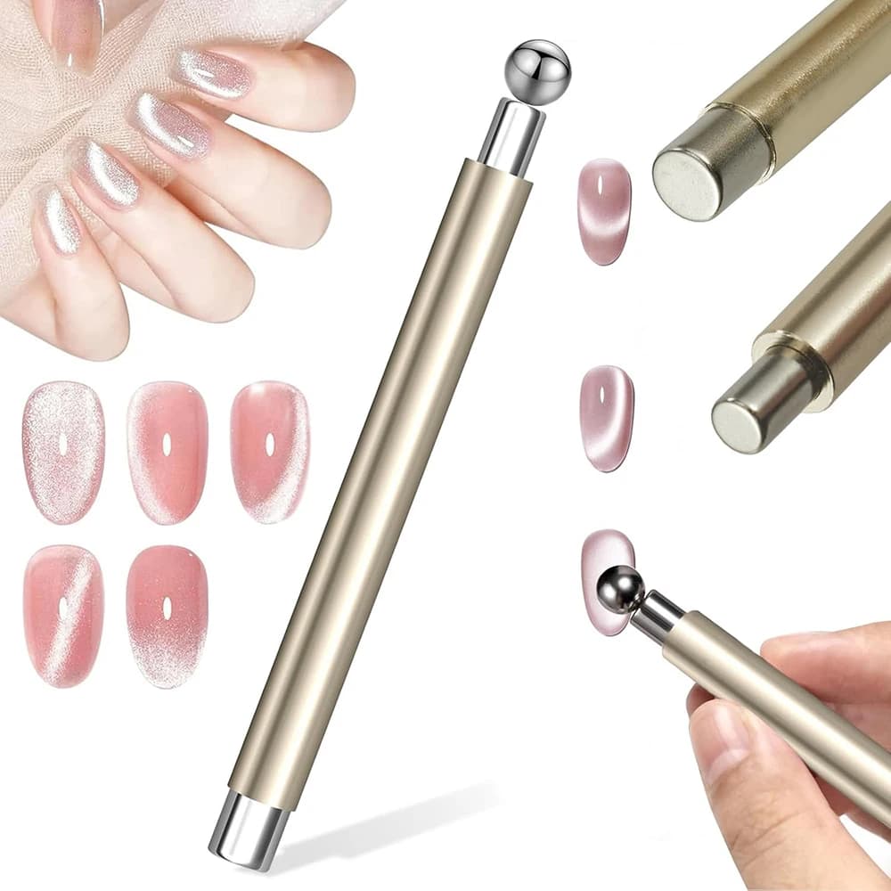 Magnet Cat Eye for Nails 3 in 1 Color Gold Silver Cat Eye Nail Magnet Gel Magnetic Nail Polish Design Tool Ball House DIY and Salon